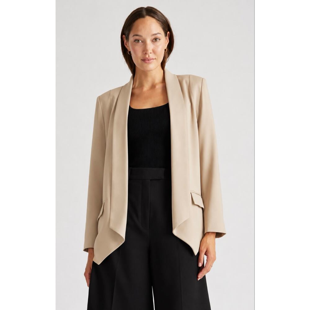 Quince Stretch Crepe Open Blazer Sand Size Small